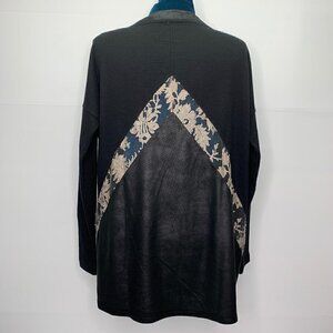 D Exterior Italy Sweater Small Black Leather Lace Detail Pullover